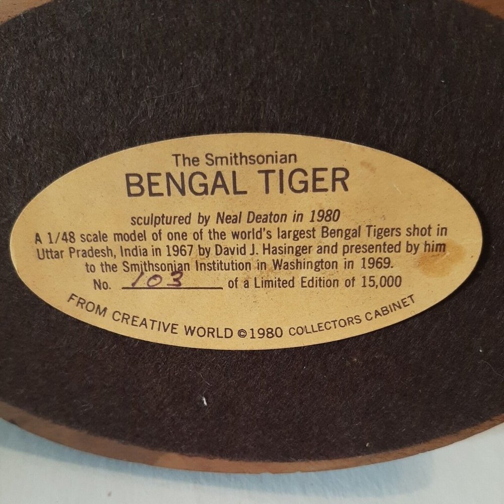 The Smithsonian Bengal Tiger by Neal Deaton 80s Numbered #103 Limited AS IS READ - Picture 12 of 12